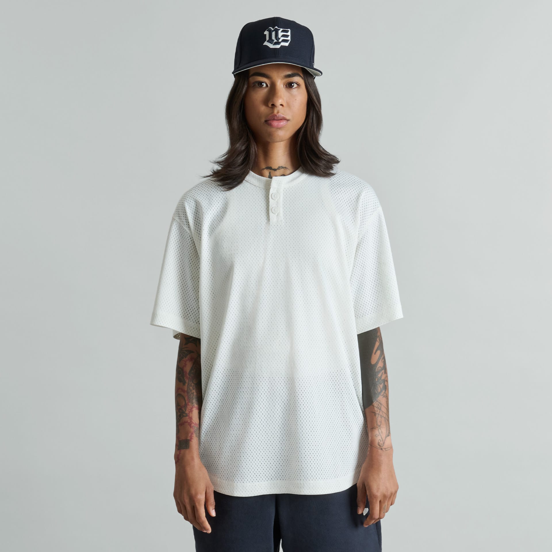 Premium Galvin 2-Button College White Henley Jersey