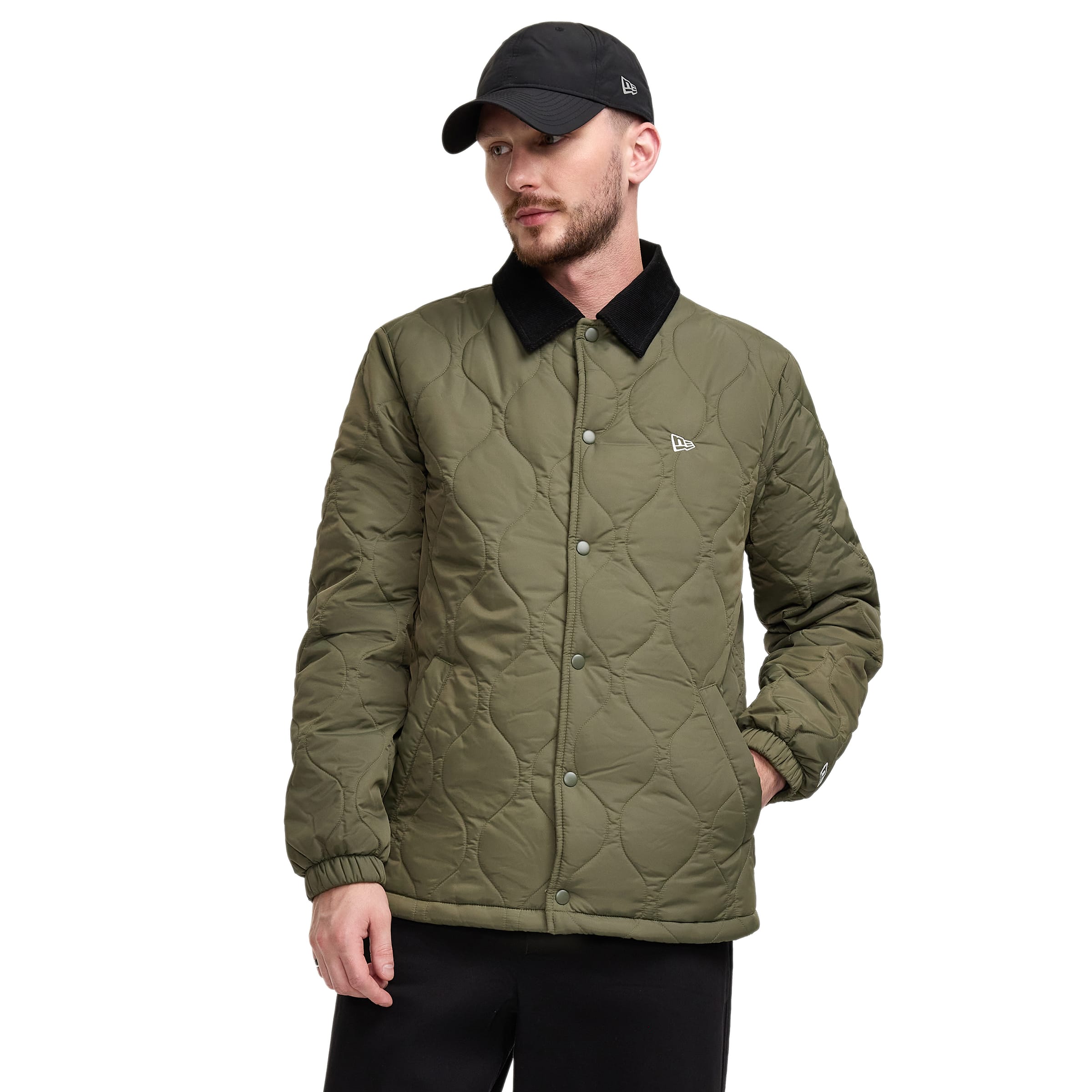 Premium New Era Green Quilted Coach Jacket
