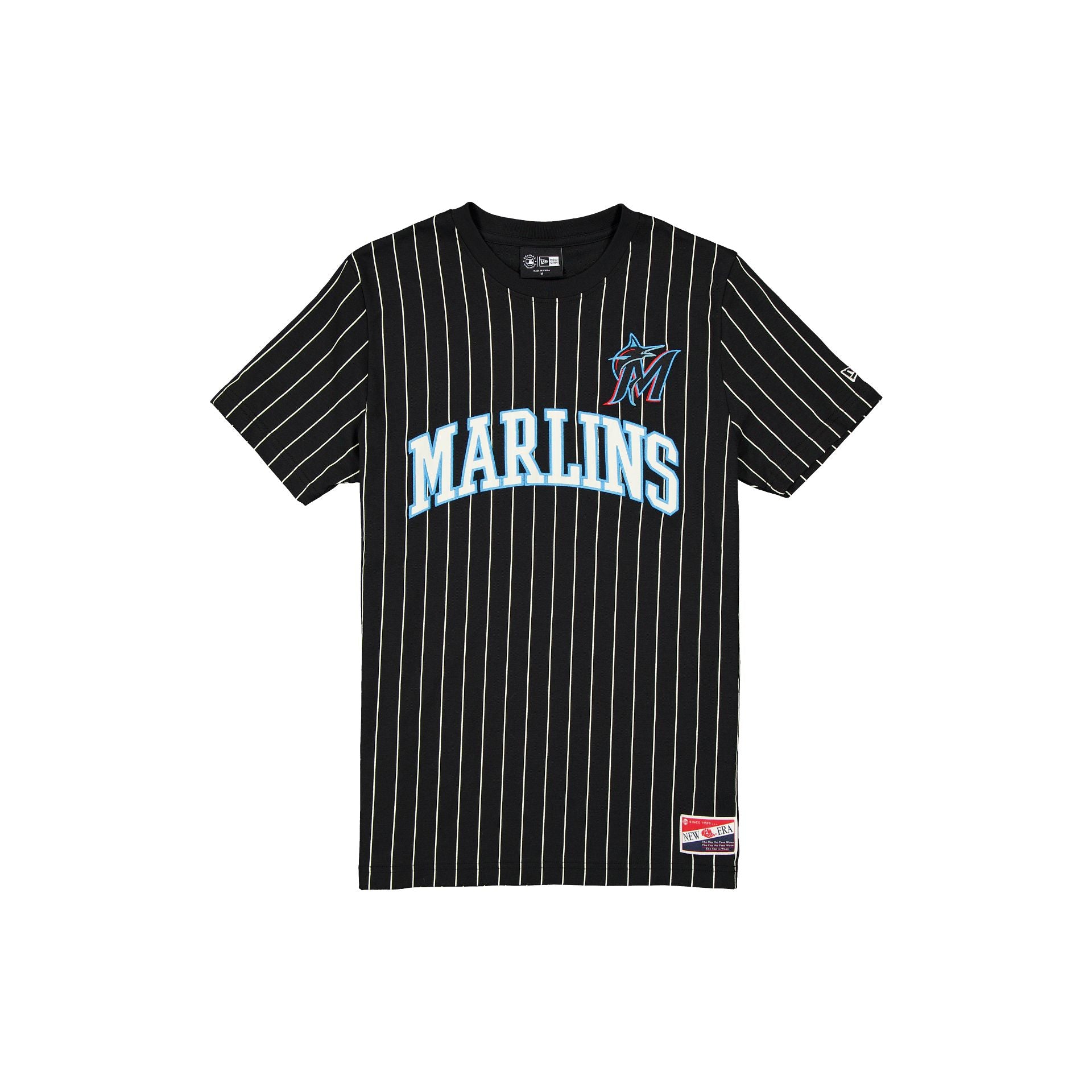 Premium Miami Marlins Throwback Pinstripe Wordmark T-Shirt